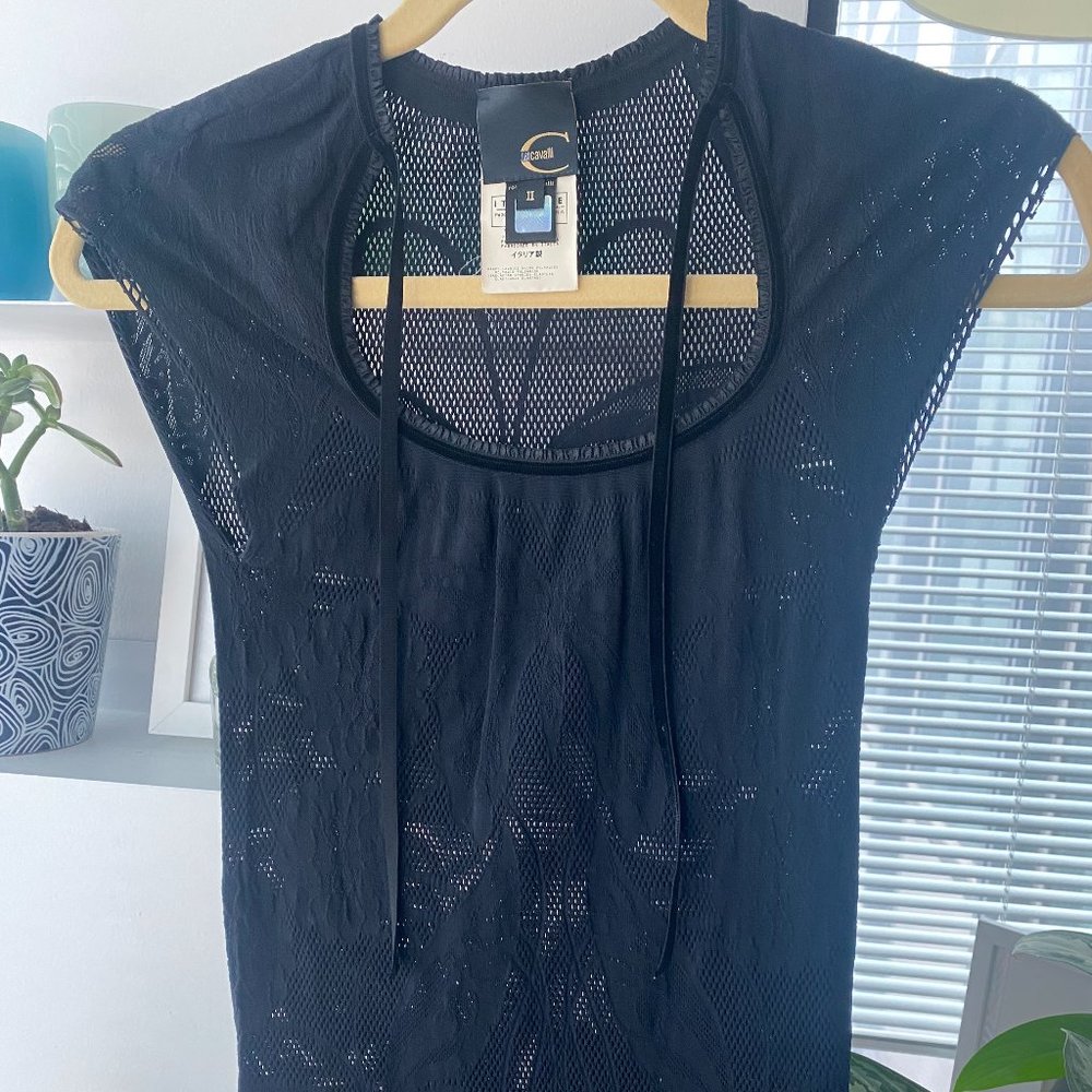 Roberto Cavalli - gorgeous butterfly cap sleeved top - RARE and EUC